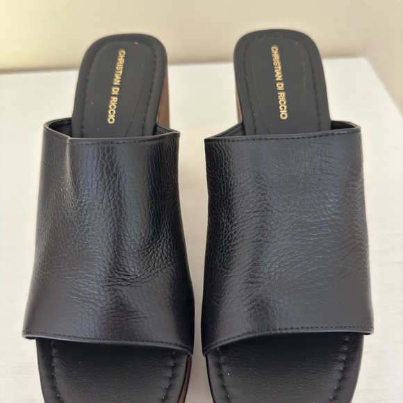 NEW Christian Di Riccio Real Pebble Leather platform slide sandals.Made in Italy - Picture 3 of 4